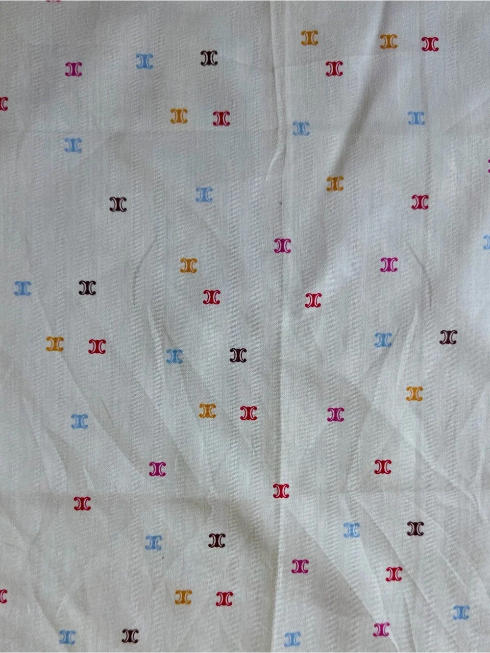 Céline Macadam Blazon White Cotton Square Scarf Whimsical Shoes Print